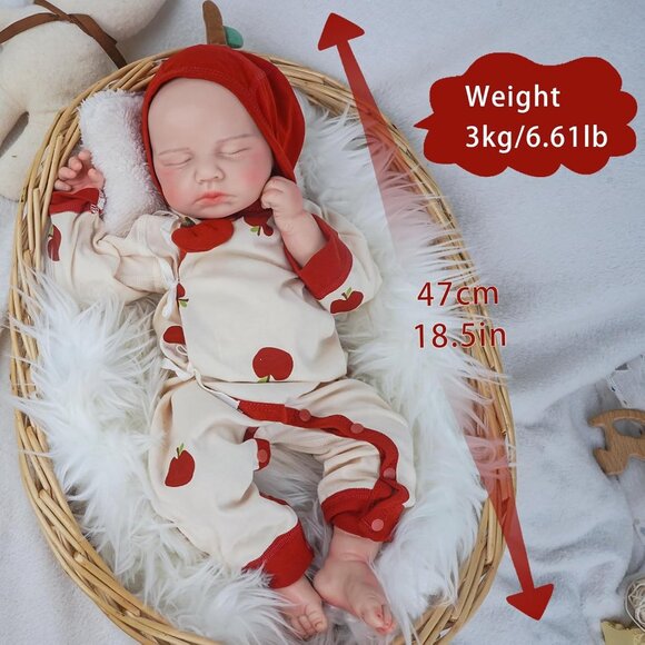 🆕18.9in Full Silicone Reborn Baby Girl Dolls Lifelike Weighted Doll Gift Toy - Picture 7 of 10
